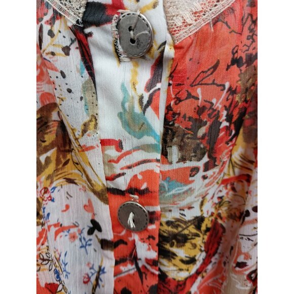 Vintage Y2K Daytrip Tank Top Medium Floral Chiffon Belted Cottagecore BOHO - Picture 3 of 10